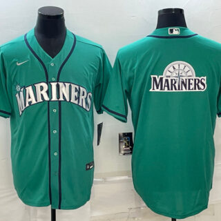 Men's Seattle Mariners Aqua Team Big Logo Cool Base Stitched Jersey