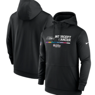 Men's Seattle Seahawks 2022 Black Crucial Catch Therma Performance Pullover Hoodie