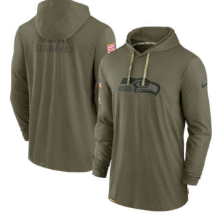 Men's Seattle Seahawks 2022 Olive Salute To Service Tonal Pullover Hoodie