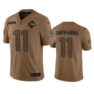 Men's Seattle Seahawks #11 Jaxon Smith-Njigba 2023 Brown Salute To Service Limited Stitched Football Jersey