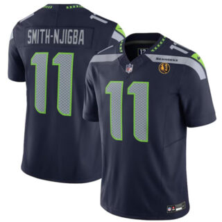Men's Seattle Seahawks #11 Jaxon Smith-Njigba Navy 2023 F.U.S.E. With John Madden Patch Vapor Limited Stitched Football Jersey