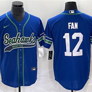 Men's Seattle Seahawks #12 Fan Royal Throwback Cool Base Stitched Baseball Jersey