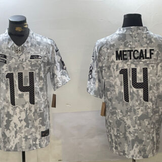 Men's Seattle Seahawks #14 DK Metcalf 2024 F.U.S.E Arctic Camo Salute To Service Limited Stitched Football Jersey