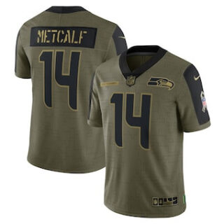 Men's Seattle Seahawks #14 DK Metcalf Nike Olive 2021 Salute To Service Limited Player Jersey