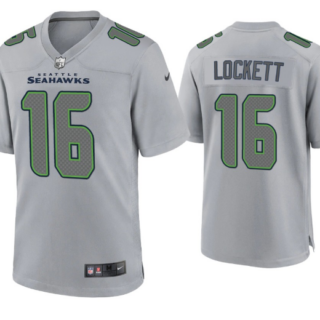 Men's Seattle Seahawks #16 Tyler Lockett Grey Atmosphere Fashion Stitched Game Jersey