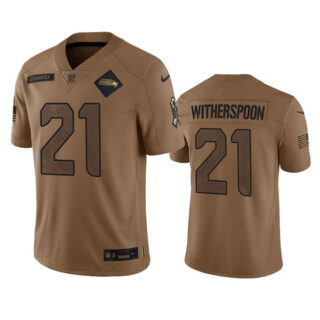 Men's Seattle Seahawks #21 Devon Witherspoon 2023 Brown Salute To Service Limited Stitched Football Jersey
