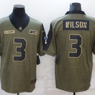 Men's Seattle Seahawks #3 Russell Wilson Nike Olive 2021 Salute To Service Limited Player Jersey