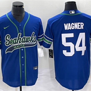 Men's Seattle Seahawks #54 Bobby Wagner Royal Throwback Cool Base Stitched Baseball Jersey