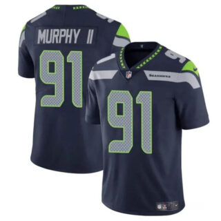 Men's Seattle Seahawks #91 Byron Murphy II Navy 2024 Draft Vapor Limited Stitched Football Jersey