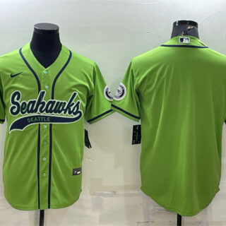 Men's Seattle Seahawks Blank Green With Patch Cool Base Stitched Baseball Jersey