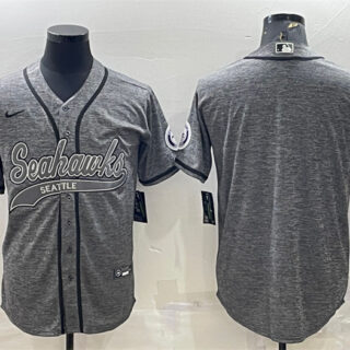 Men's Seattle Seahawks Blank Grey With Patch Cool Base Stitched Baseball Jersey