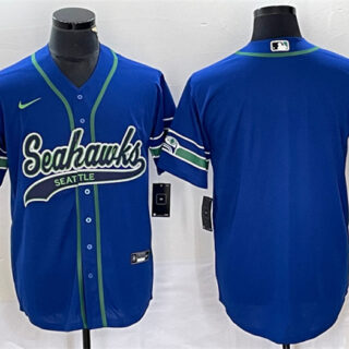 Men's Seattle Seahawks Royal Throwback Cool Base Stitched Baseball Jersey
