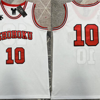 Men's Shohoku #10 Sakuragi Hanamichi White Stitched Basketball Jersey
