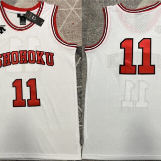 Men's Shohoku #11 Kaede Rukawa White Stitched Basketball Jersey