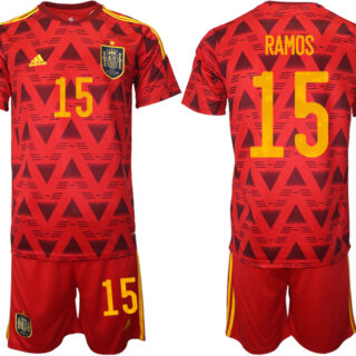 Men's Spain #15 Ramos Home Soccer Jersey Suit