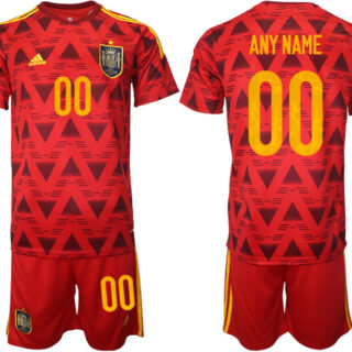 Men's Spain Custom Red Home Soccer Jersey Suit