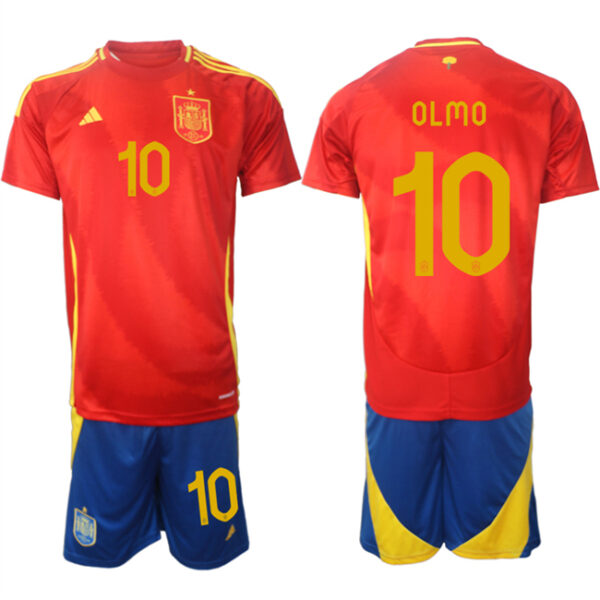 Men's Spain Team #10 Olmo 2024-25 Red Home Soccer Jerseys
