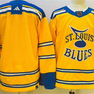 Men's St. Louis Blues Blank Yellow 2022-23 Reverse Retro Stitched Jersey