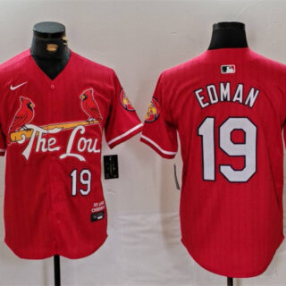 Men's St. Louis Cardinals #19 Tommy Edman Red 2024 City Connect Stitched Baseball Jersey