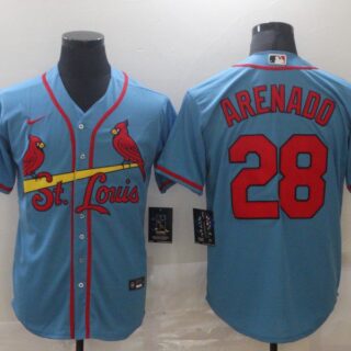 Men's St. Louis Cardinals #28 Nolan Arenado Light Blue Stitched MLB Cool Base Nike Jersey