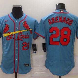 Men's St. Louis Cardinals #28 Nolan Arenado Light Blue Stitched MLB Flex Base Nike Jersey