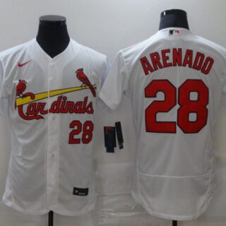 Men's St. Louis Cardinals #28 Nolan Arenado White Stitched MLB Flex Base Nike Jersey