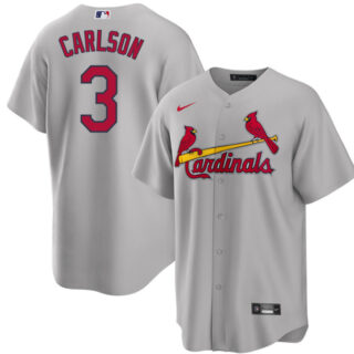 Men's St. Louis Cardinals #3 Dylan Carlson Grey Cool Base Stitched Jersey