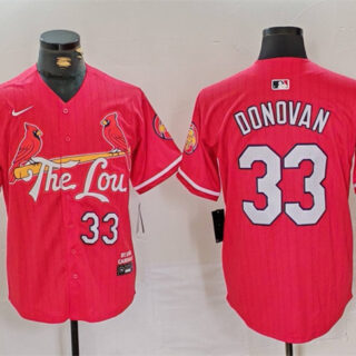 Men's St. Louis Cardinals #33 Brendan Donovan Red 2024 City Connect Stitched Baseball Jersey