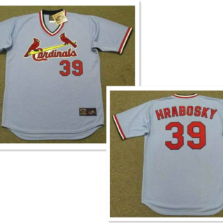 Men's St. Louis Cardinals #39 AL HRABOSKY 1975 Majestic Cooperstown Away Light Blue Jersey