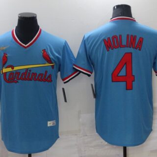 Men's St. Louis Cardinals #4 Yadier Molina Blue Cool Base Stitched Jersey