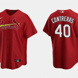 Men's St. Louis Cardinals #40 Willson Contreras Red Cool Base Stitched Jersey