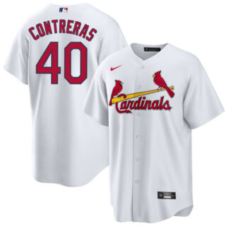 Men's St. Louis Cardinals #40 Willson Contreras White Cool Base Stitched Jersey