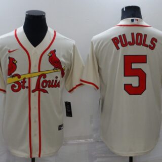 Men's St. Louis Cardinals #5 Albert Pujols Cream Cool Base Stitched Jersey