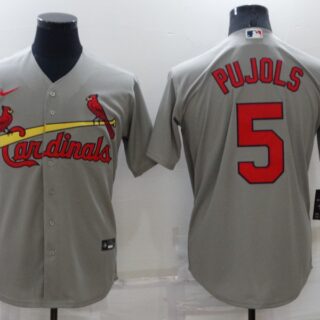 Men's St. Louis Cardinals #5 Albert Pujols Grey Cool Base Stitched Jersey