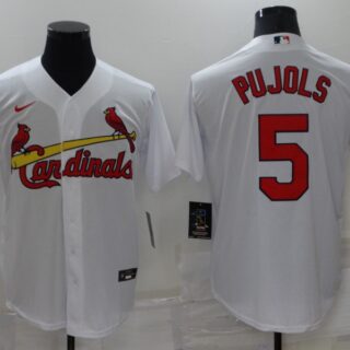 Men's St. Louis Cardinals #5 Albert Pujols White Cool Base Stitched Jersey