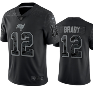 Men's Tampa Bay Buccaneers #12 Tom Brady Black Reflective Limited Stitched Jersey