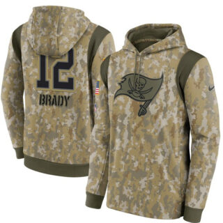 Men's Tampa Bay Buccaneers #12 Tom Brady Camo 2021 Salute To Service Therma Performance Pullover Hoodie