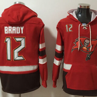 Men's Tampa Bay Buccaneers #12 Tom Brady Red Ageless Must-Have Lace-Up Pullover Hoodie