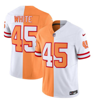 Men's Tampa Bay Buccaneers #45 Devin White 2023 F.U.S.E. White Gold Split Throwback Limited Stitched Jersey