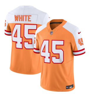 Men's Tampa Bay Buccaneers #45 Devin White 2023 F.U.S.E. White Gold Throwback Limited Stitched Jersey