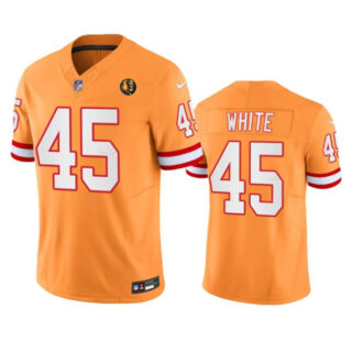 Men's Tampa Bay Buccaneers #45 Devin White Orange 2023 F.U.S.E. Throwback With John Madden Patch Vapor Limited Stitched Football Jersey