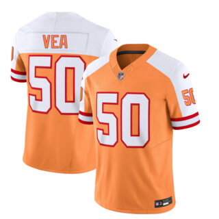 Men's Tampa Bay Buccaneers #50 Vita Vea 2023 F.U.S.E. White Gold Throwback Limited Stitched Jersey