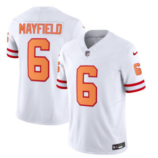 Men's Tampa Bay Buccaneers #6 Baker Mayfield 2023 F.U.S.E. White Throwback Limited Stitched Jersey