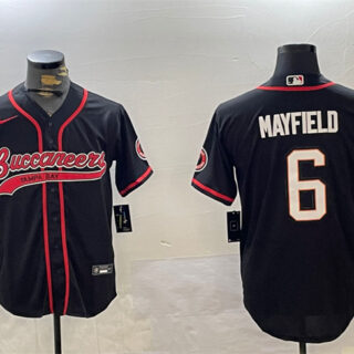 Men's Tampa Bay Buccaneers #6 Baker Mayfield Black Cool Base Stitched Baseball Jersey