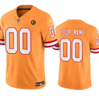 Men's Tampa Bay Buccaneers Active Player Custom Gold 2023 F.U.S.E. Throwback With John Madden Patch Vapor Limited Stitched Football Jersey