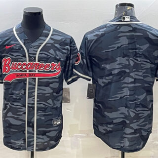 Men's Tampa Bay Buccaneers Blank Grey Camo With Patch Cool Base Stitched Baseball Jersey