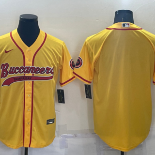 Men's Tampa Bay Buccaneers Blank Yellow Cool Base Stitched Baseball Jersey