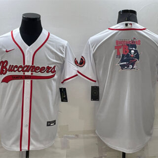Men's Tampa Bay Buccaneers White Team Big Logo With Patch Cool Base Stitched Baseball Jersey