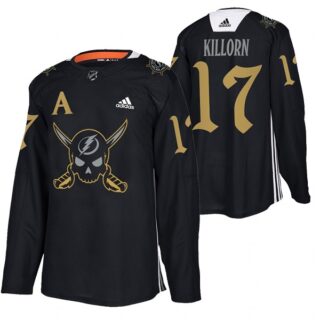 Men's Tampa Bay Lightning #17 Alex Killorn Black Gasparilla Inspired Pirate-Themed Warmup Stitched Jersy