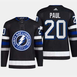 Men's Tampa Bay Lightning #20 Nicholas Paul Black Alternate Premier Breakaway Stitched Jersey